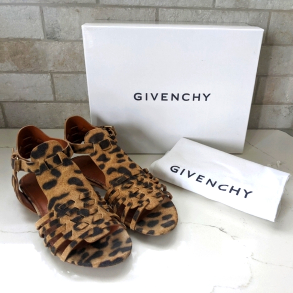 GIVENCHY leopard suede gladiator sandals